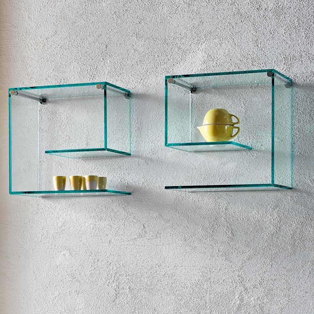 Wall Shelves in Transparent Glass Design Made in Italy 2 Pieces - Roll