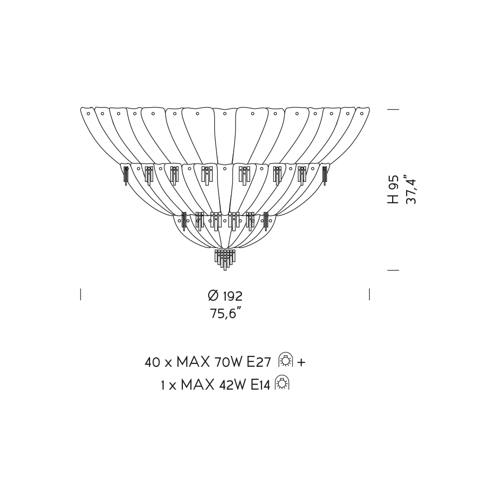 Handcrafted Glass Ceiling Light Made in Italy