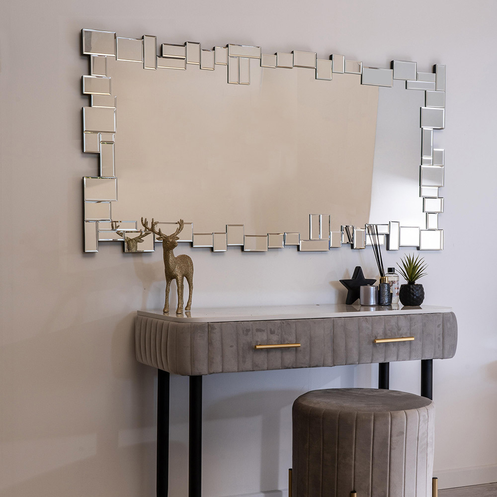 Rectangular Wall Mirror with Glass Frame