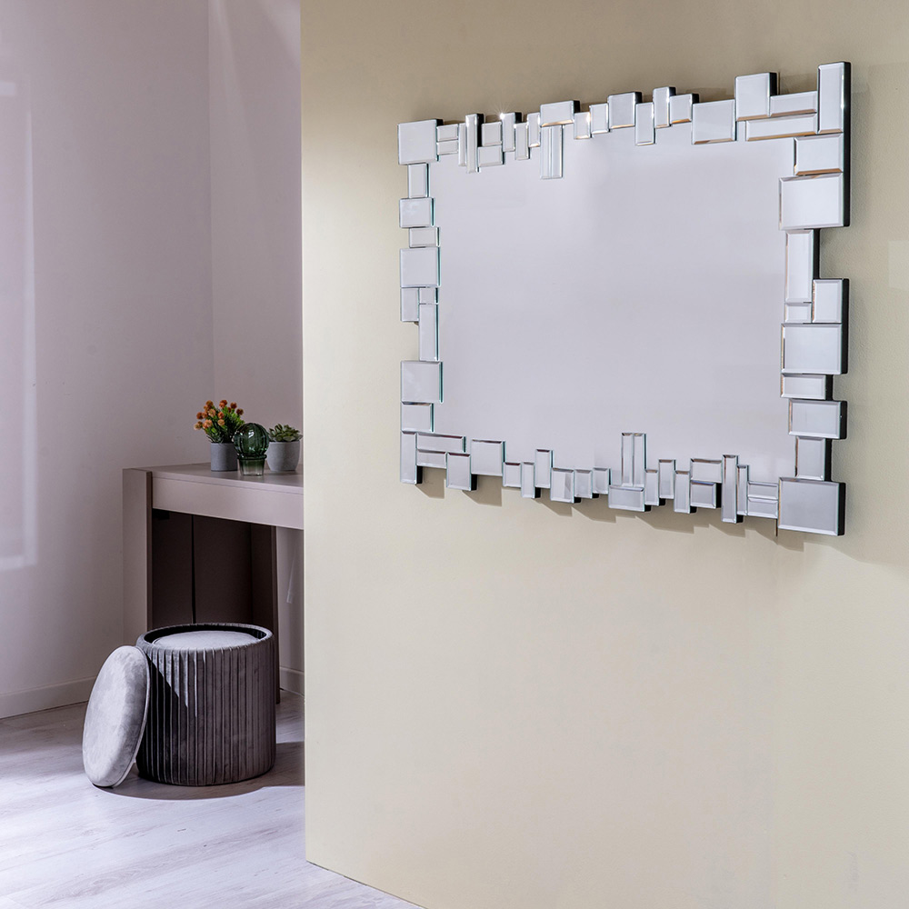 Rectangular Wall Mirror with Glass Frame