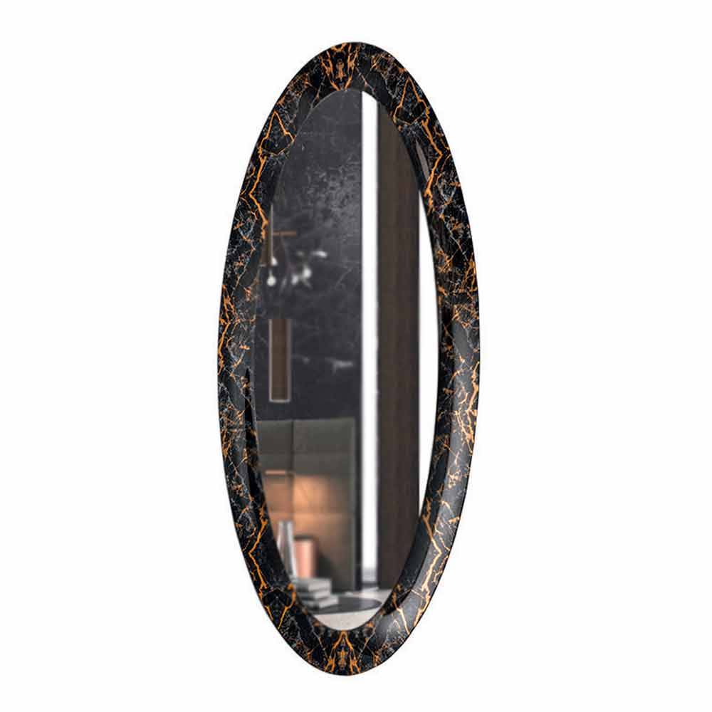 Marble Effect Oval Wall Mirror Made in Italy Design
