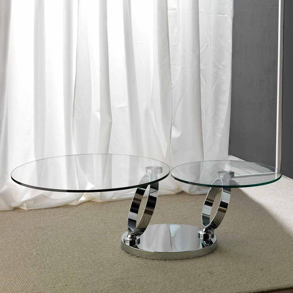 Glass coffee table Chieti with round movable table tops