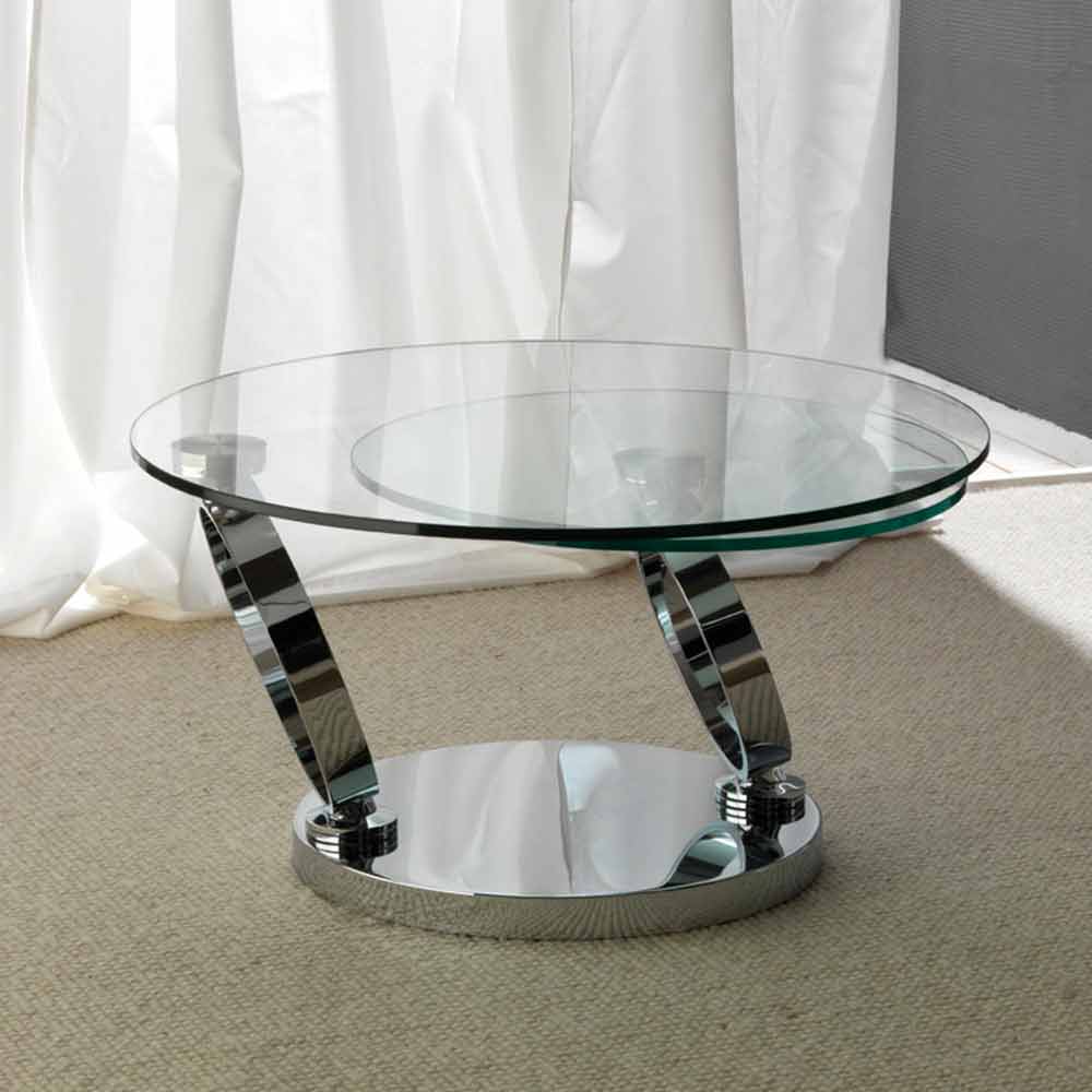 Glass coffee table Chieti with round movable table tops