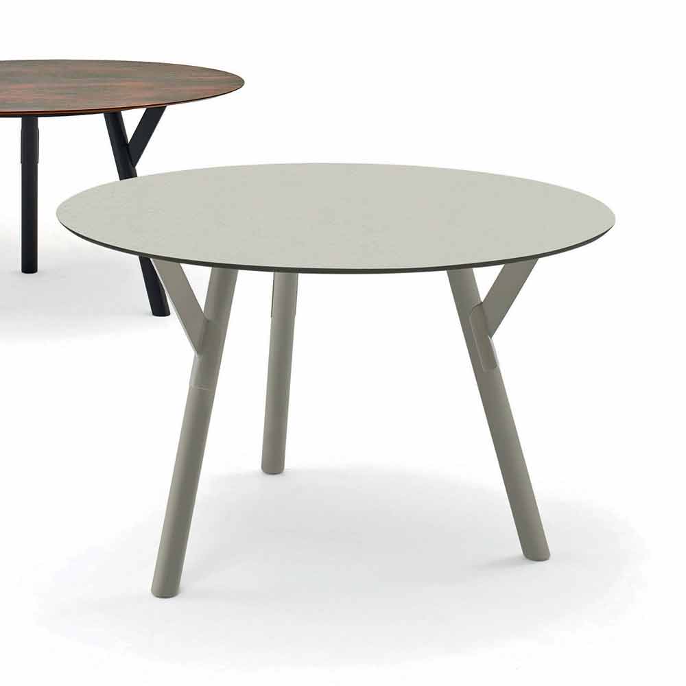 Modern round outdoor dining table H 65 cm, Link by Varaschin