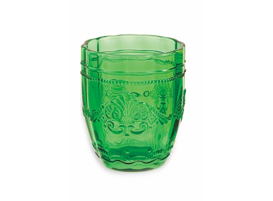 12 glasses 235 ml in colored glass paste with arabesque decoration - Arabic Viadurini