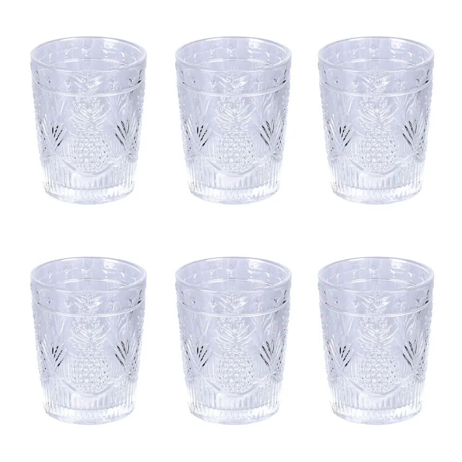 12 Water Glasses 250 ml in Glass and Worked Surface - Sangria Viadurini