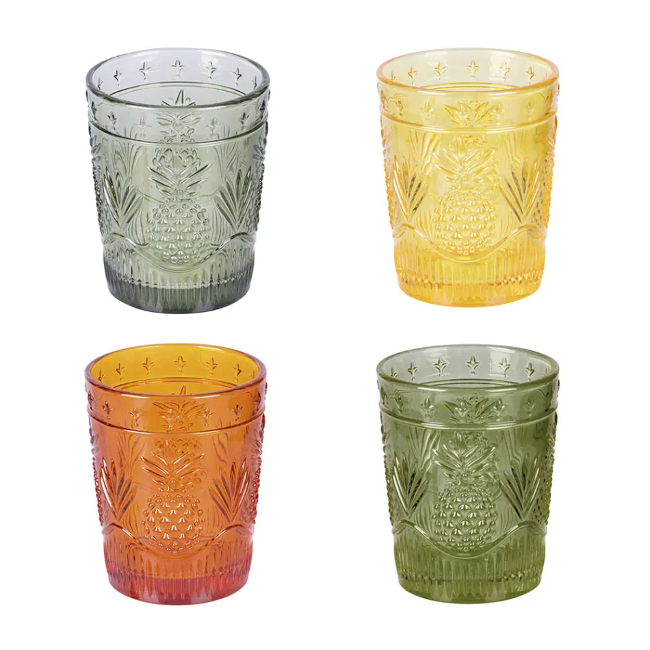 12 Water Glasses 250 ml in Glass and Worked Surface - Sangria Viadurini