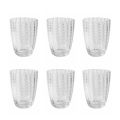12 Water Glasses 300 ml in Glass with Polka Dots and Wavy Surface - Tulle