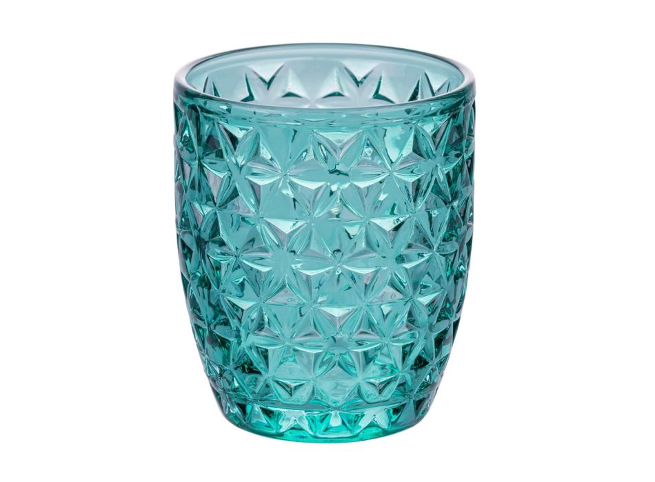 12 Water Glasses 350 ml in Different Colors and Decorations - Ocean Viadurini