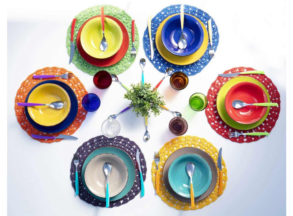 12 Glasses Water Craft Service of Colored Blown Glass - Yucatan Viadurini