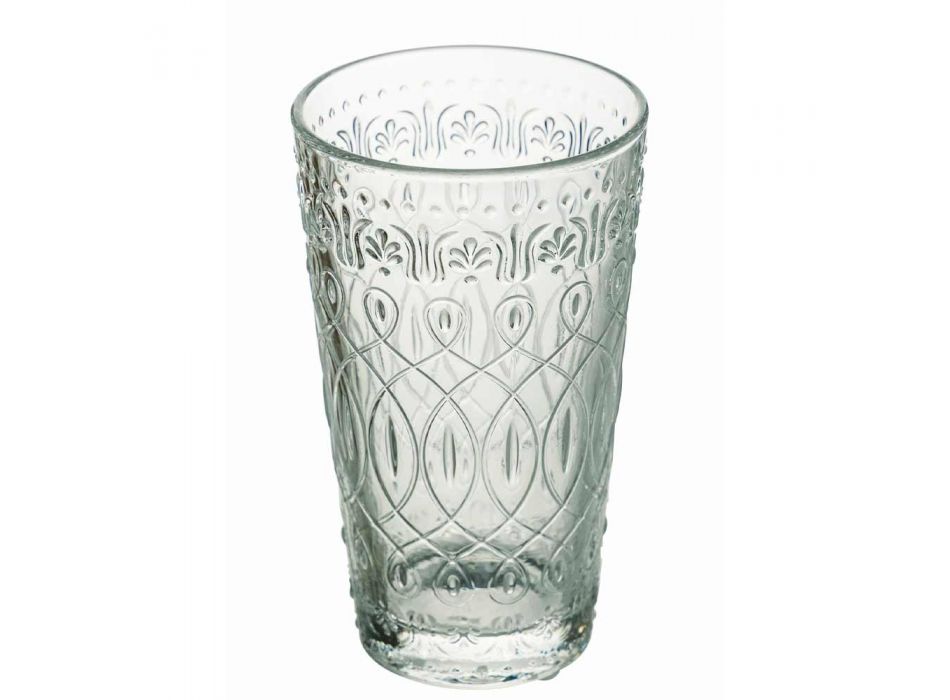 12 Decorated Transparent Glass Beverage Glasses for Drinks - Maroccobic