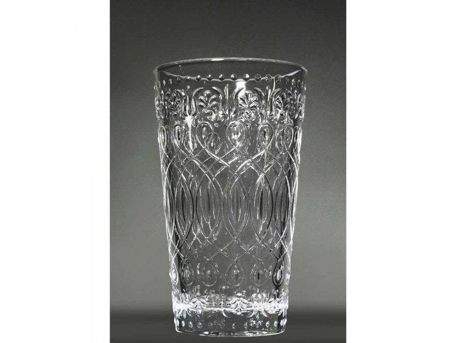 12 Decorated Transparent Glass Beverage Glasses for Drinks - Maroccobic Viadurini