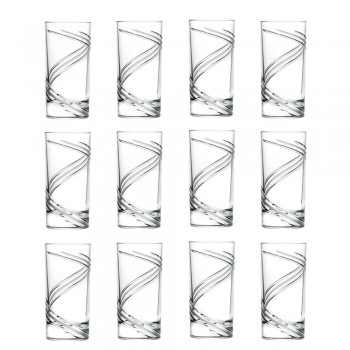 12 Tall Tumbler Cocktail Glasses in Italian Ecological Crystal - Cyclone