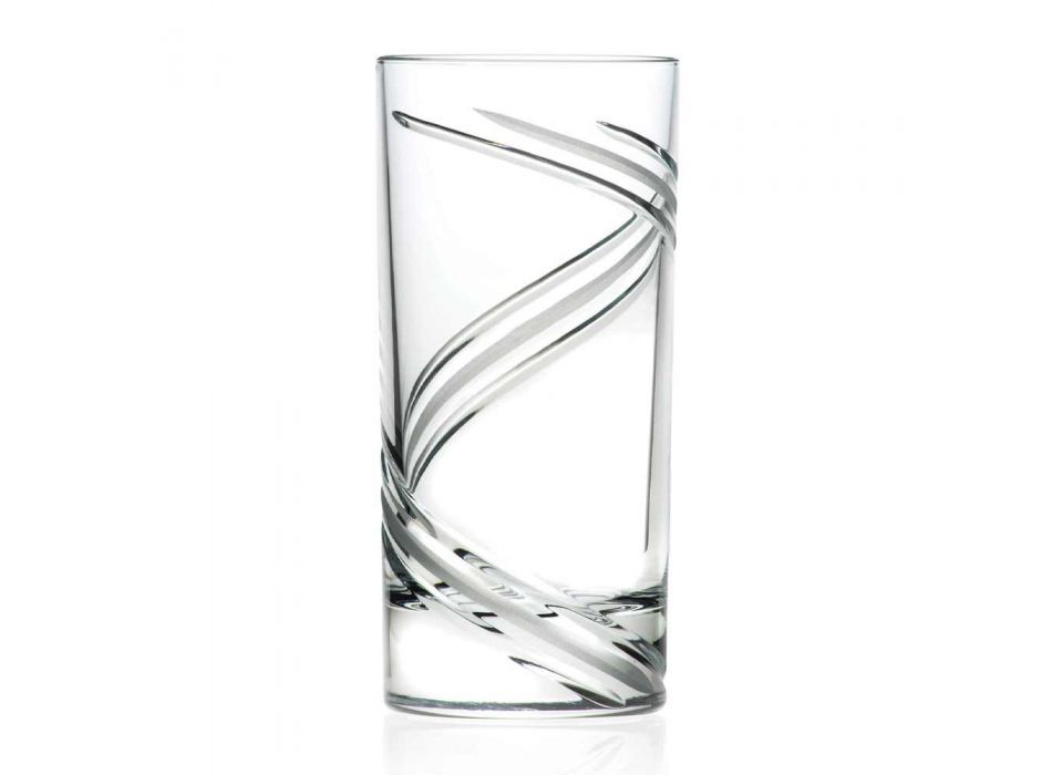 12 Tall Tumbler Cocktail Glasses in Italian Ecological Crystal - Cyclone