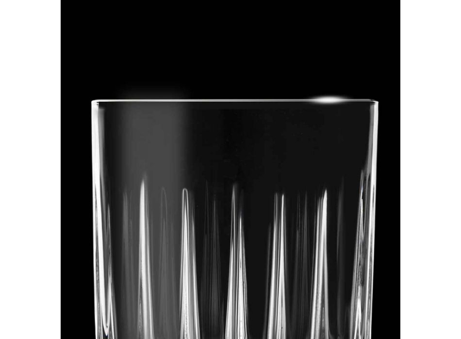 12 Liqueur Glasses in Eco Crystal with Linear Design Decorations - Senzatempo Viadurini