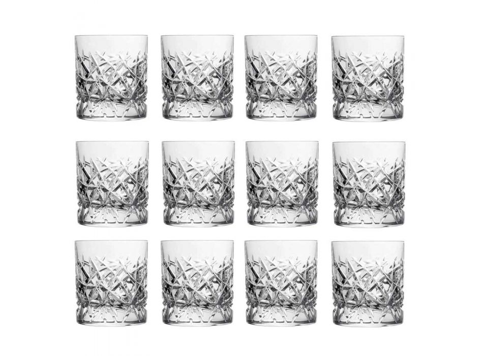 12 Dof Vintage Glasses for Water or Whiskey Design in Crystal - Titanium