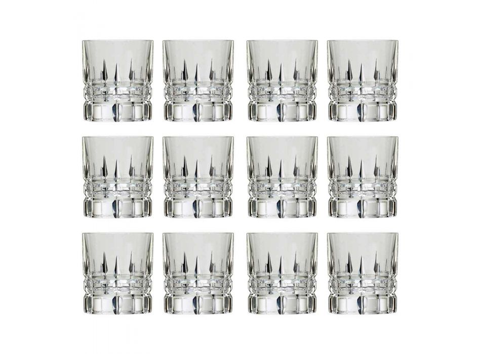 12 Double Old Fashioned Tumbler Basso Whiskey Glasses in Crystal - Fiucco