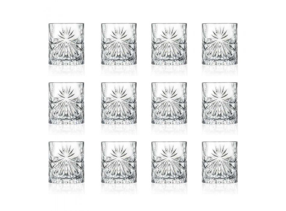 12 Double Old Fashioned Tumbler Glasses in Eco Crystal Design - Daniele