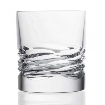 12 Crystal Glasses Wave Decor for Whiskey or Dof Tumbler Water - Titanium