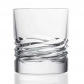 12 Crystal Dof Tumbler Whiskey Glasses with Wave Decor, Luxury Line - Titanio
