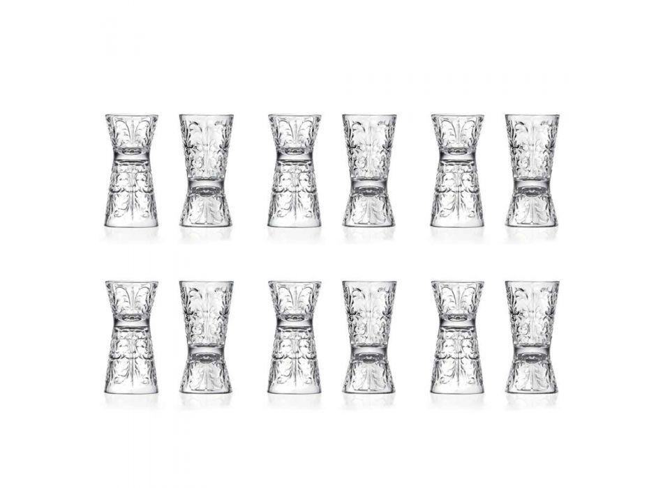 12 Luxury Decorated Jigger Glasses in Ecological Crystal - Destiny