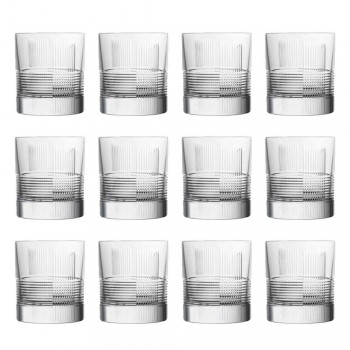 12 Glasses for Water or Whiskey Vintage Design in Decorated Crystal - Tactile