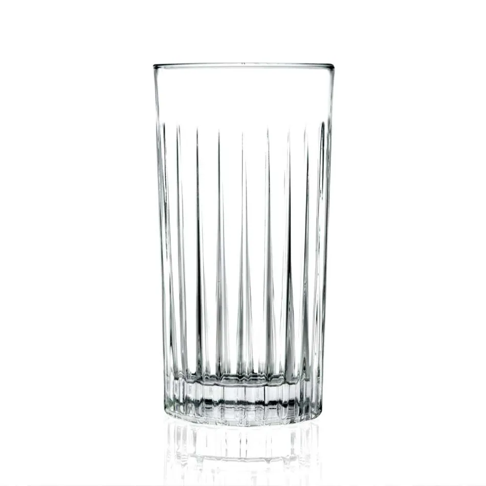 12 Tumbler Tall Highball Glasses in Decorated Eco Crystal - Senzatempo Viadurini