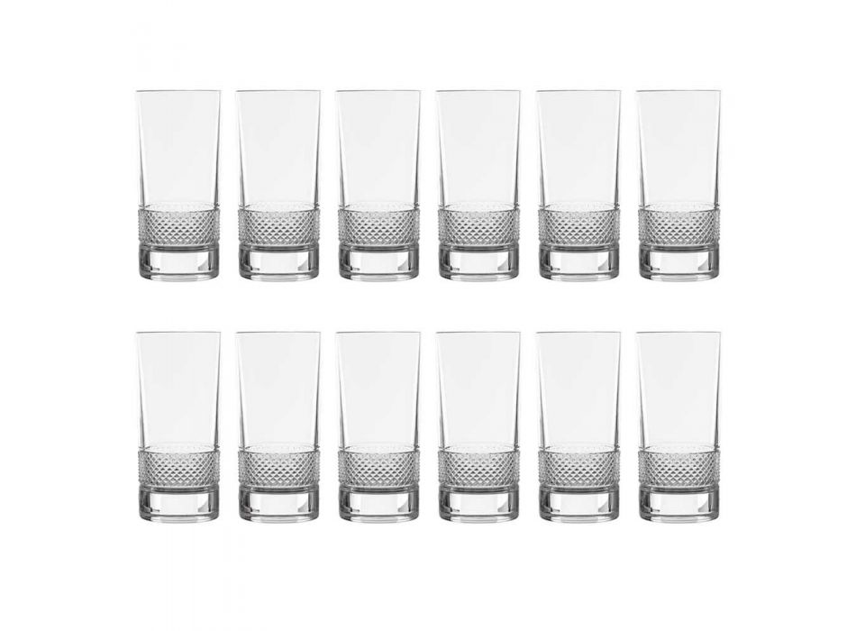 12 Tall Tumbler Glasses in Luxury Decorated Ecological Crystal - Milito