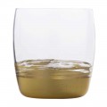 12 Low Tumbler Water Glasses and Gold-Platinum-Bronze Leaf, Luxury Line - Soffio