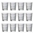 12 Tumbler Glasses for Water in Decorated Transparent Glass - Maroccobic Viadurini