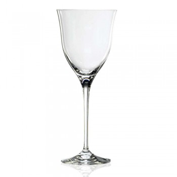 12 White Wine Glasses in Ecological Crystal Minimal Luxury Design - Smooth