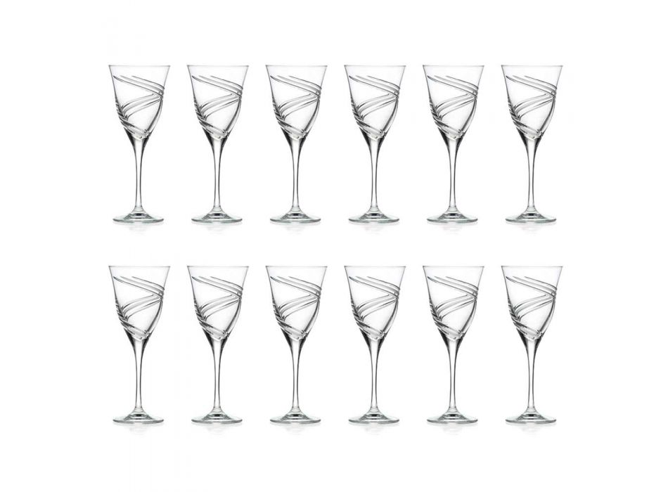 12 Red Wine Glasses in Ecological Crystal Lead Free Luxury - Cyclone