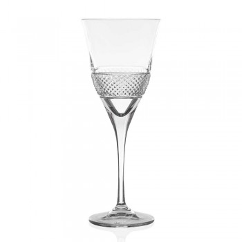 12 Red Wine Glasses in Eco Crystal Elegant Decorated Design - Milito