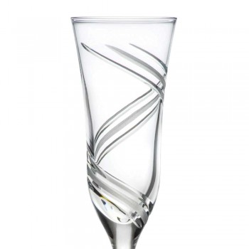 12 Champagne Flute Glasses in Innovative Decorated Ecological Crystal - Cyclone