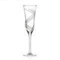 12 Champagne Flute Glasses in Decorated Crystal, Italian Luxury Line - Ciclone