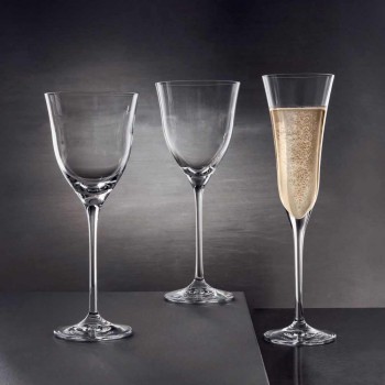 12 Flute Glasses in Ecological Luxury Crystal Minimal Design - Smooth