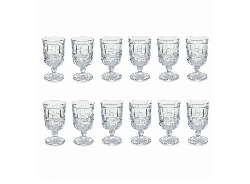 12 Transparent and Decorated Glass Goblets for the Christmas Table - Garbobic Viadurini