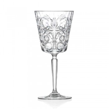 12 Glasses for Water, Drinks or Cocktail Design in Decorated Eco Crystal - Destino
