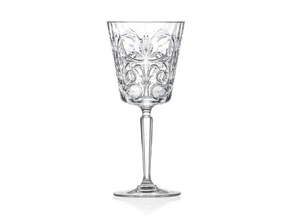 12 Glasses for Water, Drinks or Cocktail Design in Decorated Eco Crystal - Destino Viadurini