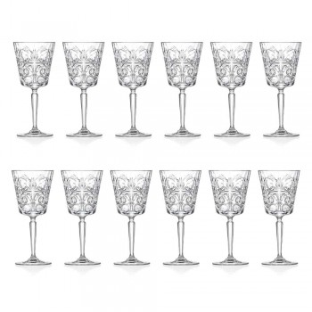12 Glasses for Water, Drinks or Cocktail Design in Decorated Eco Crystal - Destino
