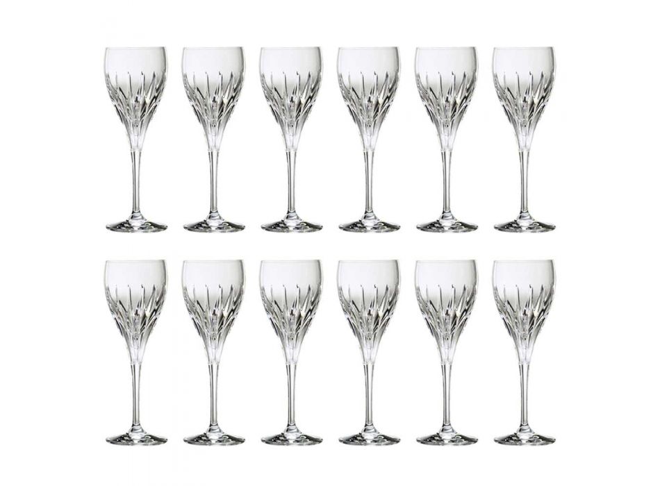 12 Hand-Decorated White Wine Glasses in Ecological Luxury Crystal - Voglia
