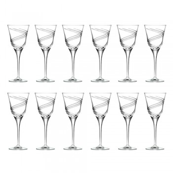 12 Glasses for White Wine in Decorated and Satin Ecological Crystal - Cyclone