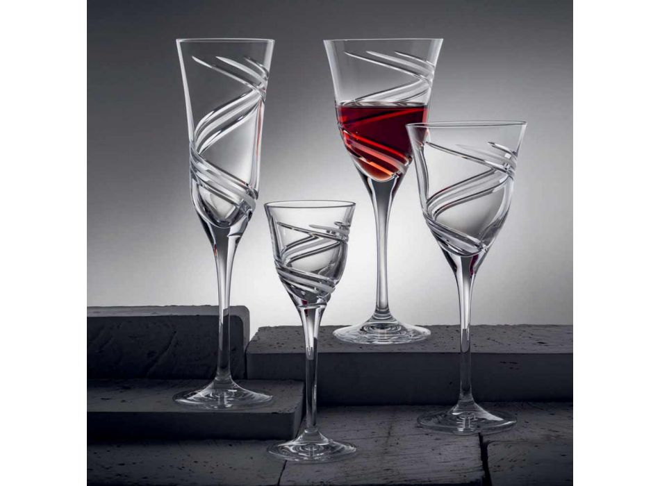 12 Glasses for White Wine in Decorated and Satin Ecological Crystal - Cyclone