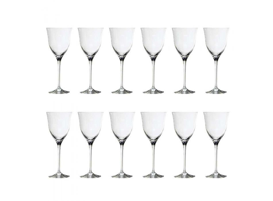 12 Red Wine Glasses in Ecological Crystal Luxury Minimal Design - Smooth