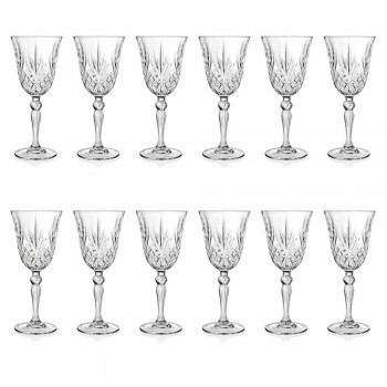 12 Glasses Wine, Water, Cocktail in Ecological Crystal Vintage Style - Cantabile