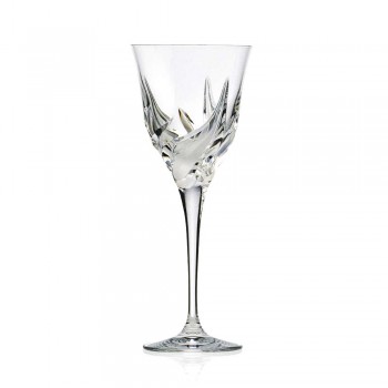 12 Luxury Design White Wine Glasses in Hand Decorated Eco Crystal - Advent