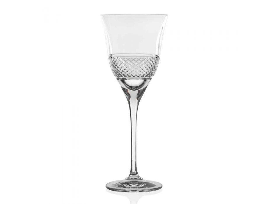 12 White Wine Glasses in Ecological Crystal Luxury Decorated Design - Milito