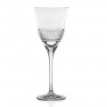 12 White Wine Glasses in Eco Crystal, Decorated Design, Luxury Line - Milito