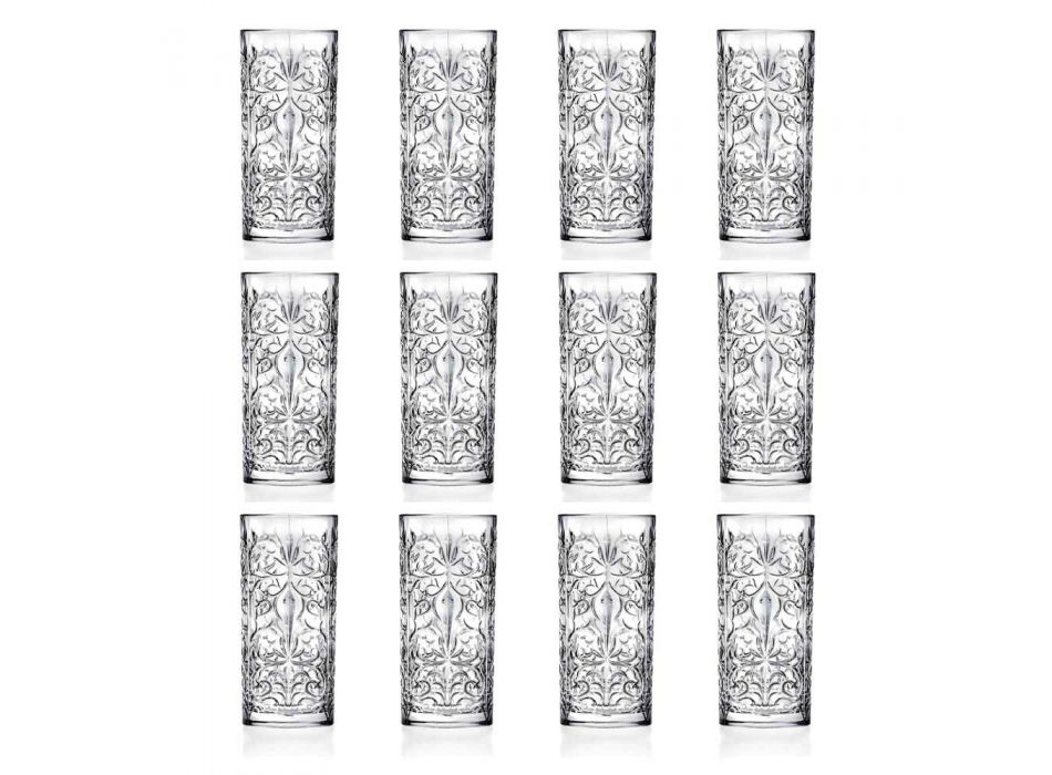 12 Tumbler Tall Highball Cocktail Glass or Luxury Decorated Water - Destiny