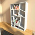 Modern bookcase Christie, made in Italy, white, red, green finish